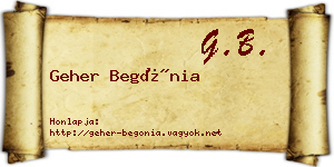 Geher Begónia névjegykártya